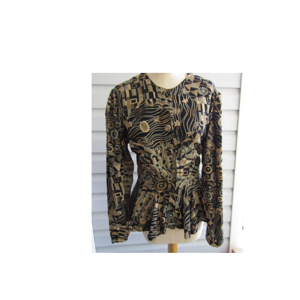 Carole Little Long Sleeve Peplum Blouse